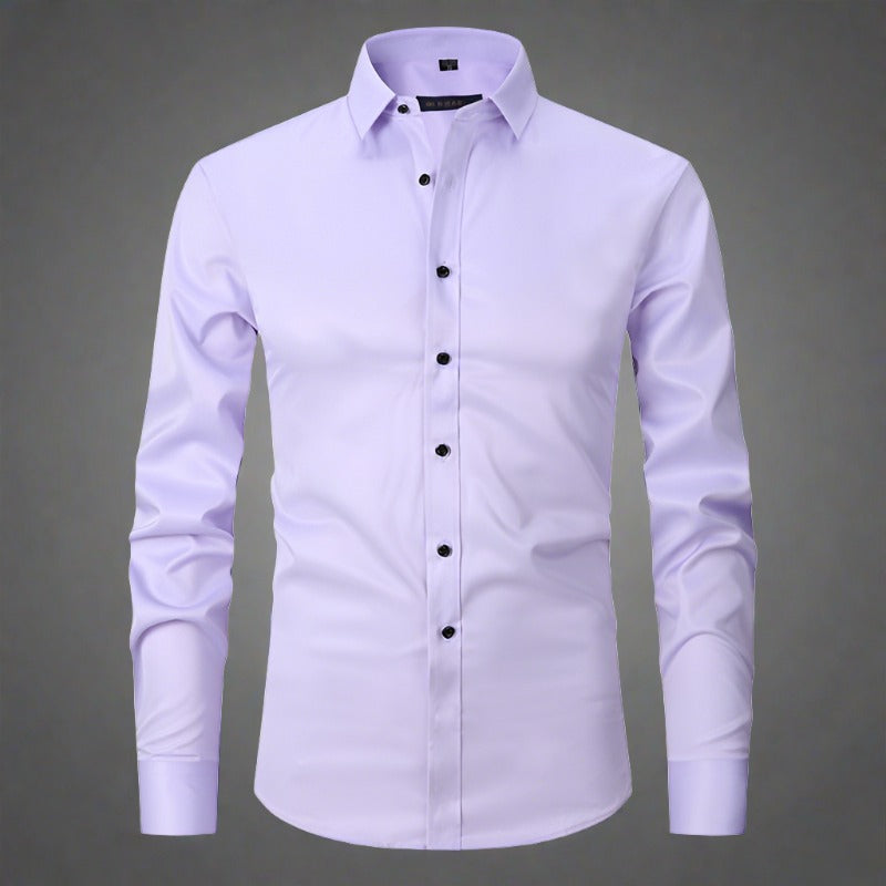 Knitterfreies Hemd | Bügelfrei | Stretch | Button-Up Hemd | Herrenhemd-Hellviolett-S-Chaps Herrenmode