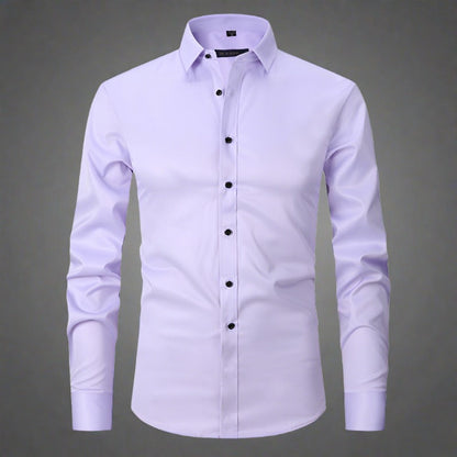 Knitterfreies Hemd | Bügelfrei | Stretch | Button-Up Hemd | Herrenhemd-Hellviolett-S-Chaps Herrenmode