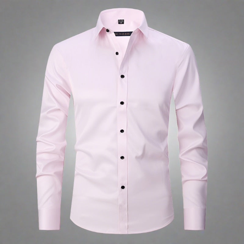 Knitterfreies Hemd | Bügelfrei | Stretch | Button-Up Hemd | Herrenhemd-Rosa-S-Chaps Herrenmode