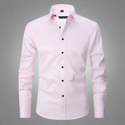 Knitterfreies Hemd | Bügelfrei | Stretch | Button-Up Hemd | Herrenhemd-Rosa-S-Chaps Herrenmode