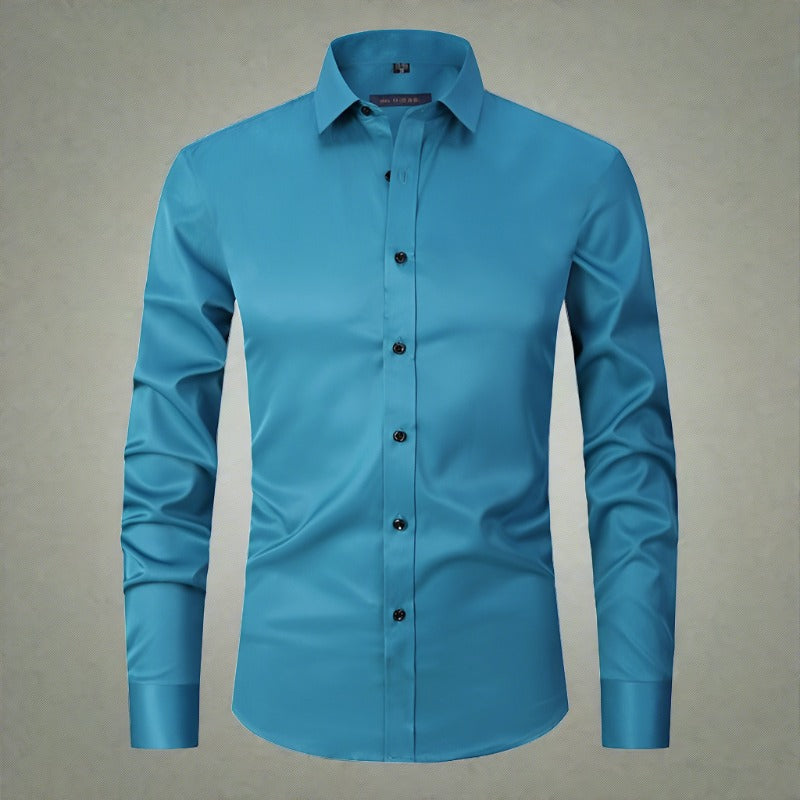 Knitterfreies Hemd | Bügelfrei | Stretch | Button-Up Hemd | Herrenhemd-Türkis-S-Chaps Herrenmode
