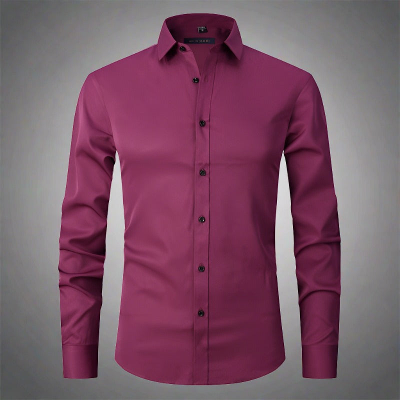 Knitterfreies Hemd | Bügelfrei | Stretch | Button-Up Hemd | Herrenhemd-Violett-S-Chaps Herrenmode