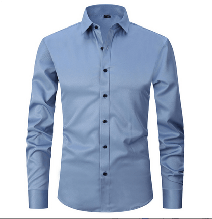 Knopfhemd | Langarm | Schmaler Schnitt | Hemd | Bügelfreies Hemd für Männer-Blau-S-Chaps Herrenmode