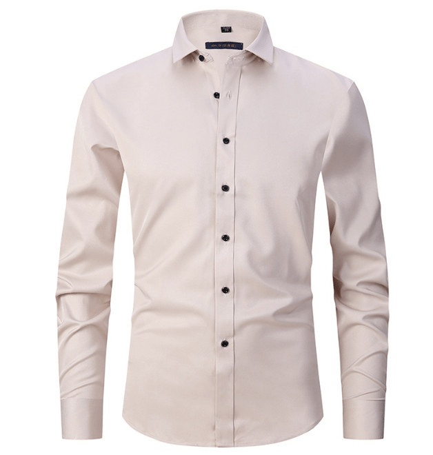 Knopfhemd | Langarm | Schmaler Schnitt | Hemd | Bügelfreies Hemd für Männer-Creme-S-Chaps Herrenmode