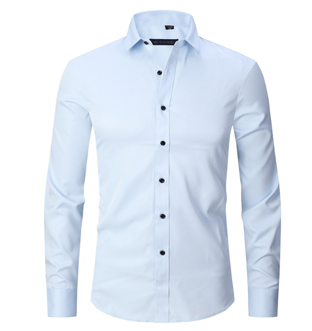 Knopfhemd | Langarm | Schmaler Schnitt | Hemd | Bügelfreies Hemd für Männer-Hellblau-S-Chaps Herrenmode