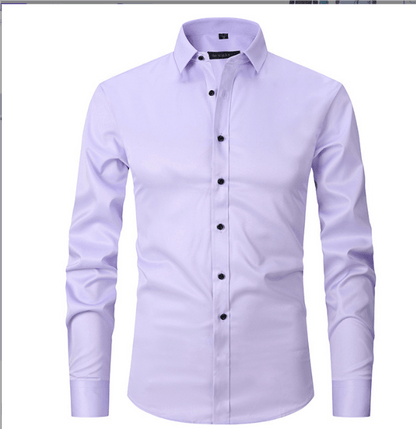 Knopfhemd | Langarm | Schmaler Schnitt | Hemd | Bügelfreies Hemd für Männer-Lila-S-Chaps Herrenmode