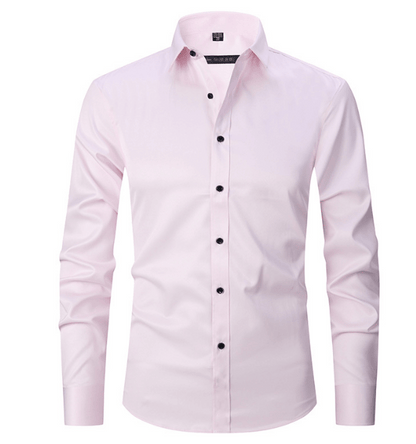 Knopfhemd | Langarm | Schmaler Schnitt | Hemd | Bügelfreies Hemd für Männer-Rosa-S-Chaps Herrenmode