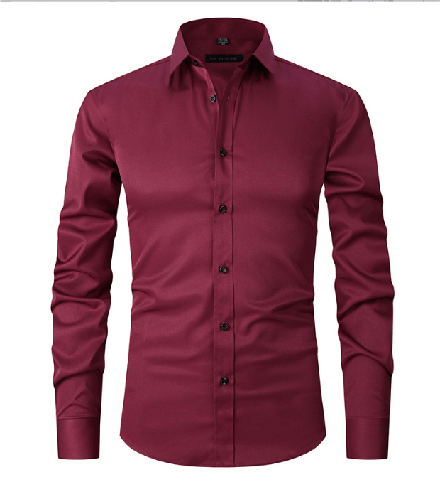 Knopfhemd | Langarm | Schmaler Schnitt | Hemd | Bügelfreies Hemd für Männer-Rot-S-Chaps Herrenmode
