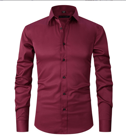 Knopfhemd | Langarm | Schmaler Schnitt | Hemd | Bügelfreies Hemd für Männer-Rot-S-Chaps Herrenmode