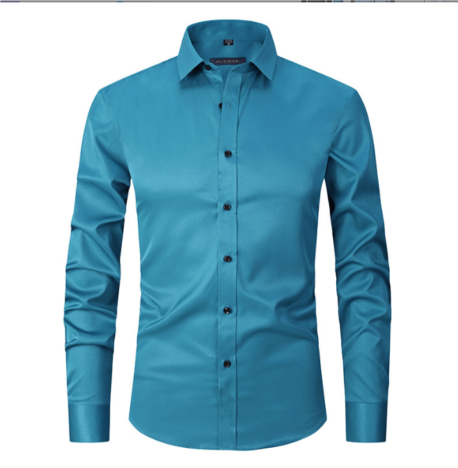 Knopfhemd | Langarm | Schmaler Schnitt | Hemd | Bügelfreies Hemd für Männer-Seeblau-S-Chaps Herrenmode