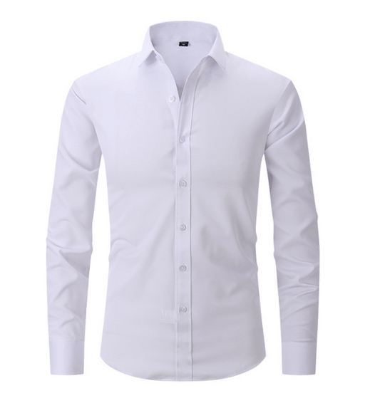 Knopfhemd | Langarm | Schmaler Schnitt | Hemd | Bügelfreies Hemd für Männer-Weiß-S-Chaps Herrenmode