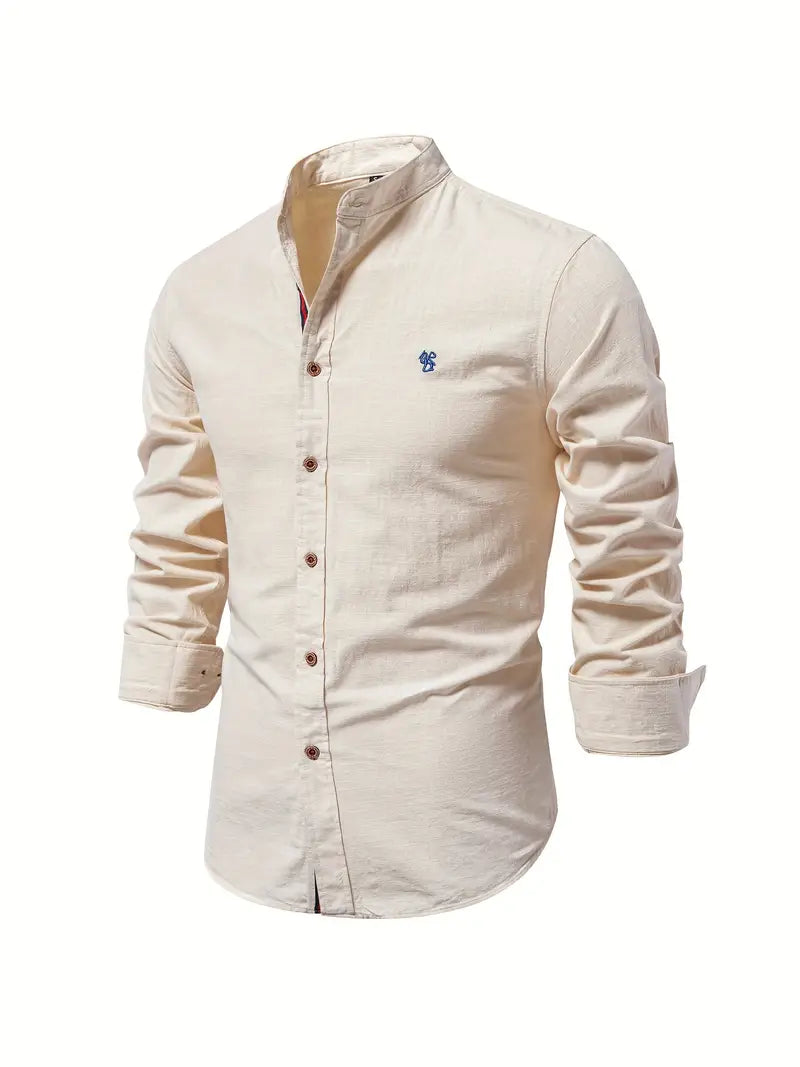 Knopfleiste | Schmaler Schnitt | Leicht | Langarmhemd | Herrenhemd-Aprikose-XS-Chaps Herrenmode