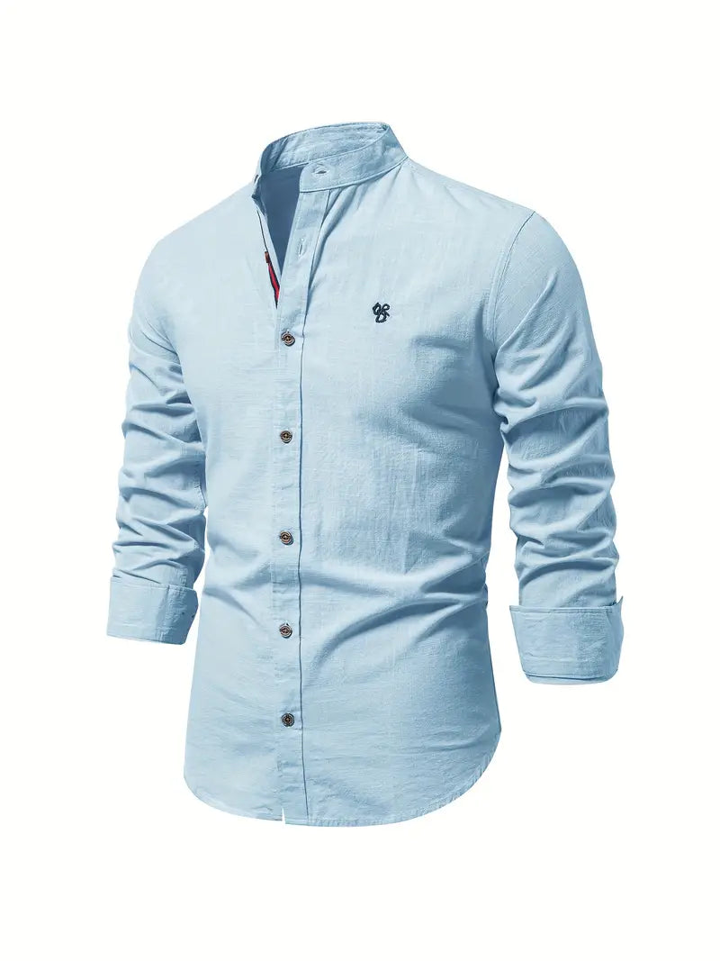 Knopfleiste | Schmaler Schnitt | Leicht | Langarmhemd | Herrenhemd-Hellblau-XS-Chaps Herrenmode