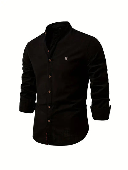 Knopfleiste | Schmaler Schnitt | Leicht | Langarmhemd | Herrenhemd-Schwarz-XS-Chaps Herrenmode