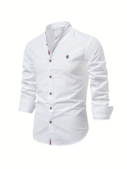 Knopfleiste | Schmaler Schnitt | Leicht | Langarmhemd | Herrenhemd-Weiß-XS-Chaps Herrenmode