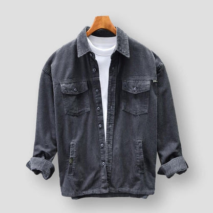 Kordhemd | Freizeithemd | Oberhemd | Hemden mit Knöpfen | Herrenbekleidung-Grau-M-Chaps Herrenmode