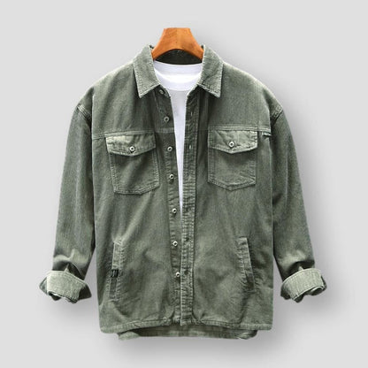 Kordhemd | Freizeithemd | Oberhemd | Hemden mit Knöpfen | Herrenbekleidung-Grün-M-Chaps Herrenmode