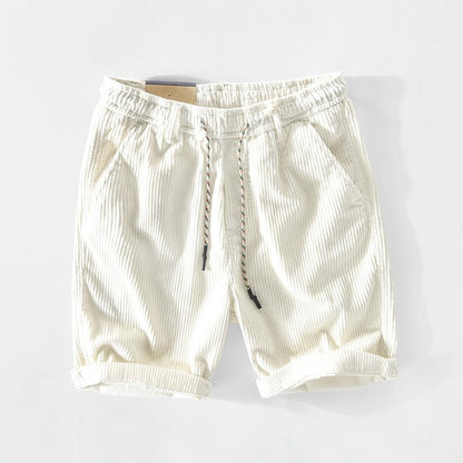 Kordshorts – Elastischer Bund – Locker sitzend – Sommershorts – Herren-Kordshorts-Weiß-S-Chaps Herrenmode