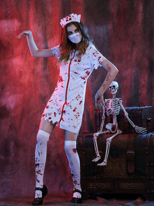 Krankenschwester Halloween Kostüm | Gruselig | Zombie Krankenschwester | Krankenschwester Outfit Halloween | Damen Halloween Kostüme-M-Chaps Herrenmode