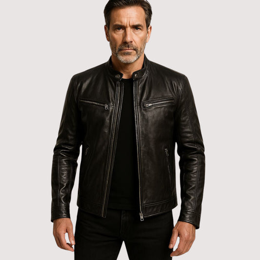 Kunstlederjacke - Regular Fit - Veganes Leder - Bikerjacke - Lederjacke für Männer-Chaps Herrenmode