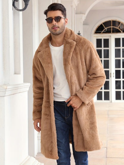 Kunstpelzmantel - Flauschiger mittellanger Kunstpelz-Wintermantel für Männer-Chaps Herrenmode