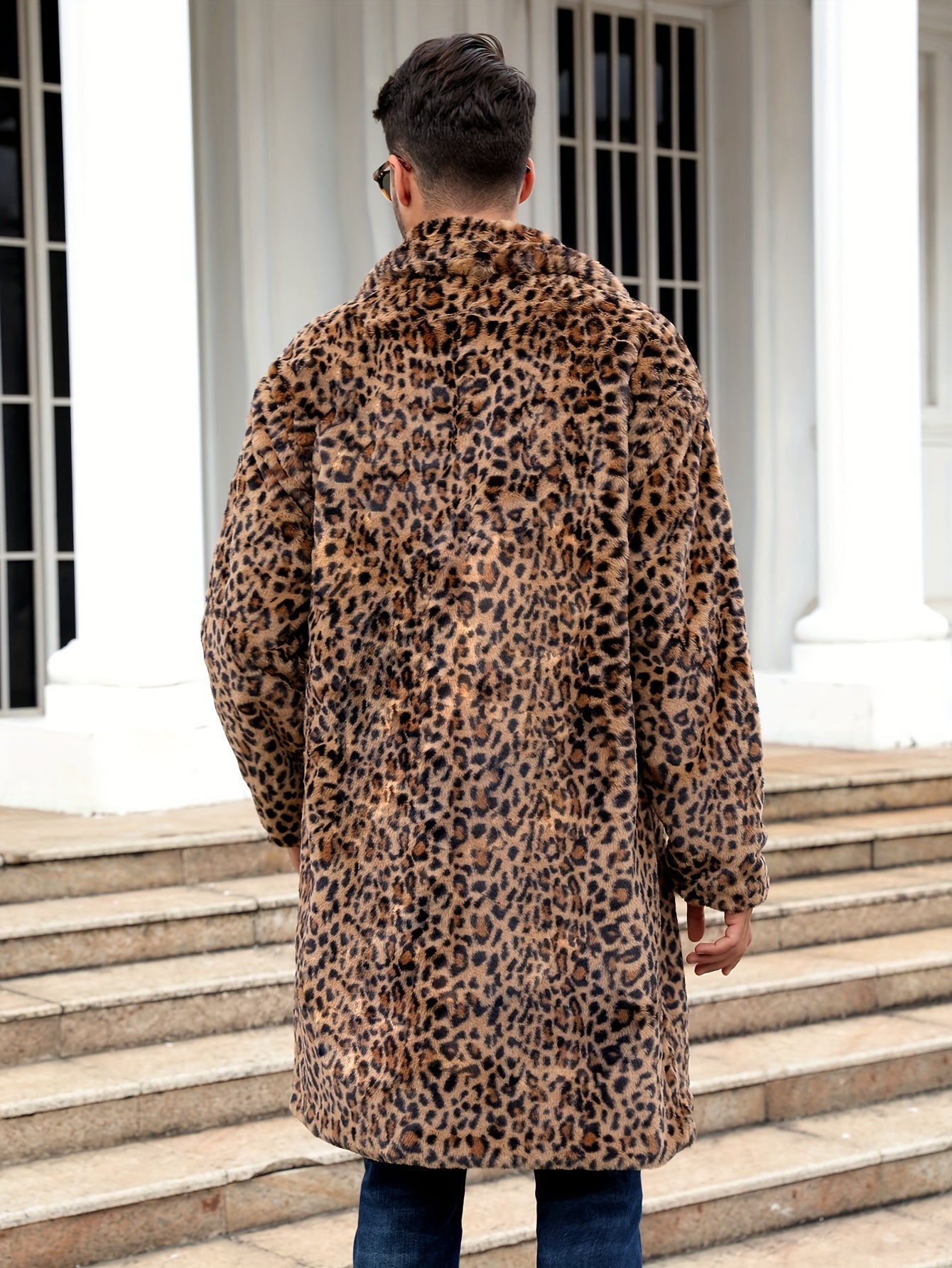 Kunstpelzmantel - Flauschiger mittellanger Kunstpelz-Wintermantel für Männer-Chaps Herrenmode
