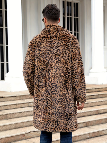 Kunstpelzmantel - Flauschiger mittellanger Kunstpelz-Wintermantel für Männer-Chaps Herrenmode