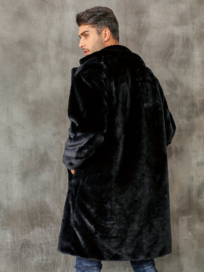 Kunstpelzmantel - Flauschiger mittellanger Kunstpelz-Wintermantel für Männer-Chaps Herrenmode