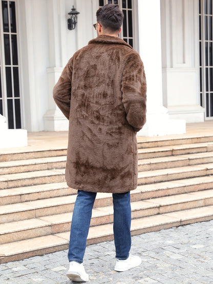 Kunstpelzmantel - Flauschiger mittellanger Kunstpelz-Wintermantel für Männer-Chaps Herrenmode
