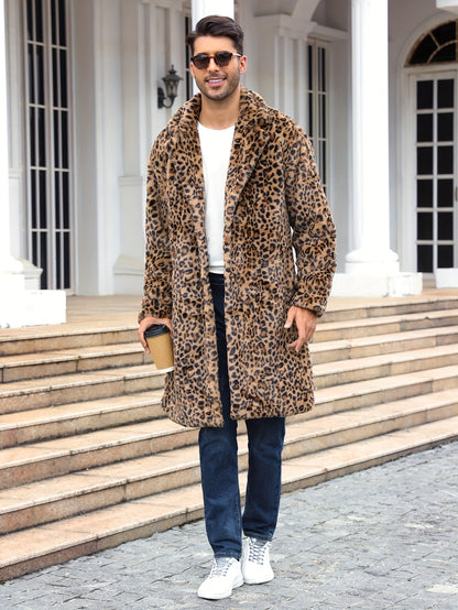 Kunstpelzmantel - Flauschiger mittellanger Kunstpelz-Wintermantel für Männer-Chaps Herrenmode