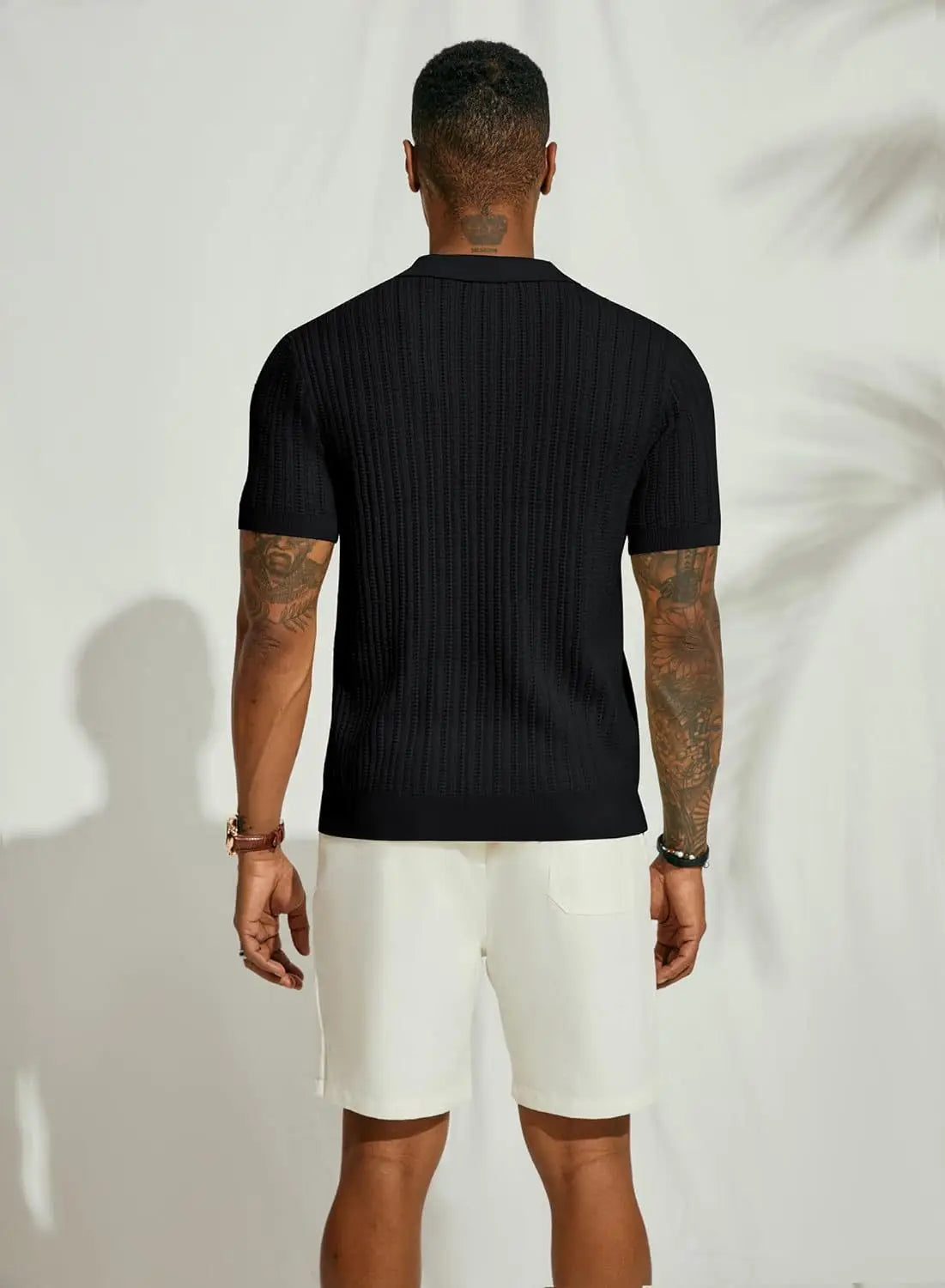 Kurzarm-Pullover - Umlegekragen - Gestrickt - Button-Up Shirt - Herrenhemd-Chaps Herrenmode