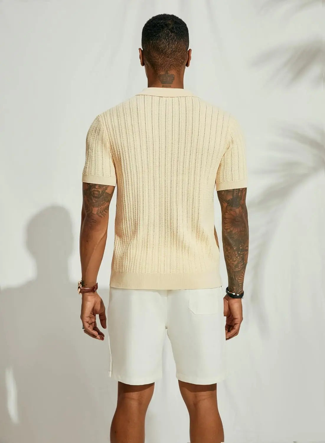 Kurzarm-Pullover - Umlegekragen - Gestrickt - Button-Up Shirt - Herrenhemd-Chaps Herrenmode