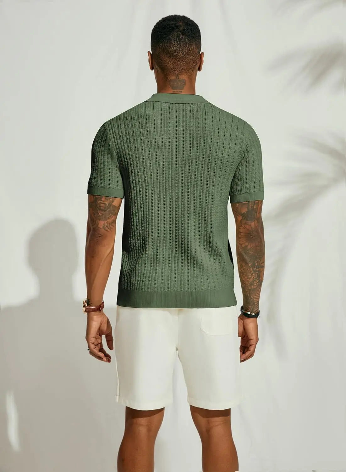Kurzarm-Pullover - Umlegekragen - Gestrickt - Button-Up Shirt - Herrenhemd-Chaps Herrenmode