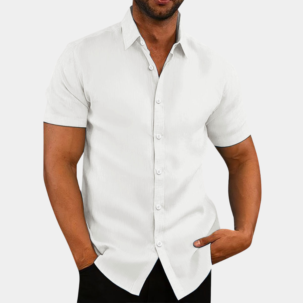 Kurzarmhemd | Knopfleiste | Kragen | Kurzarm-Hemd | Herrenhemd-Weiß-S-Chaps Herrenmode