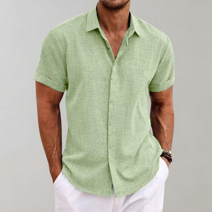 Kurzarmhemd - Leichtes Herren Poloshirt mit Umlegekragen und Knopfleiste-Grün-S-Chaps Herrenmode