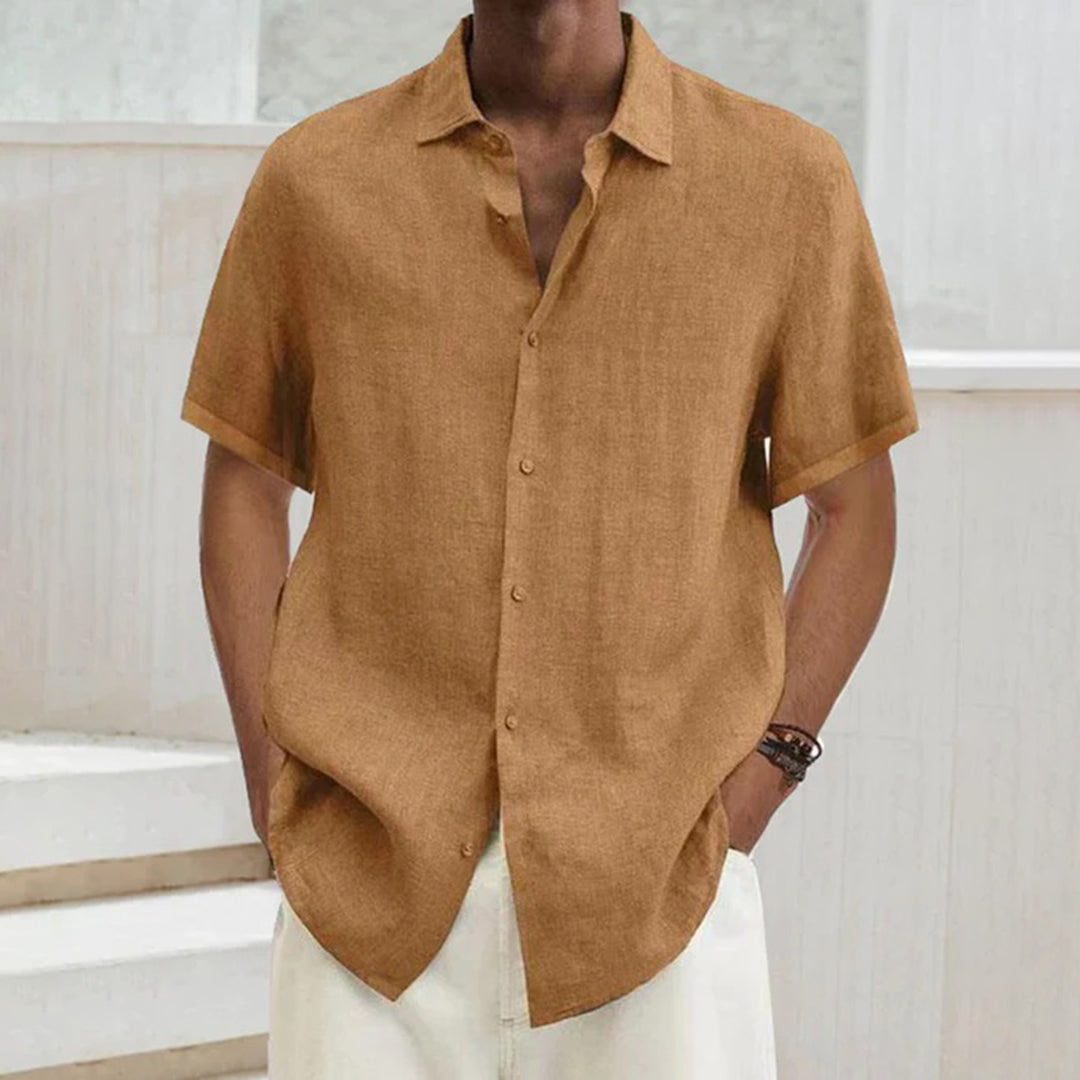 Kurzarmhemd – Leichtes, locker sitzendes Herrenhemd mit Knöpfen für den Sommer-Khaki-S-Chaps Herrenmode
