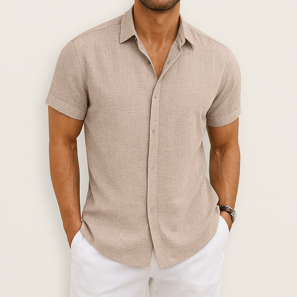 Kurzarmhemd | Mit Kragen | Leicht | Hemd mit Knöpfen | Herrenhemd-Khaki-S-Chaps Herrenmode