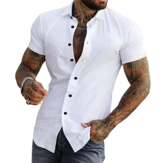 Kurzarmhemd | Modisch | Schmal geschnitten | Hemd mit Knöpfen | Herrenhemden-Chaps Herrenmode