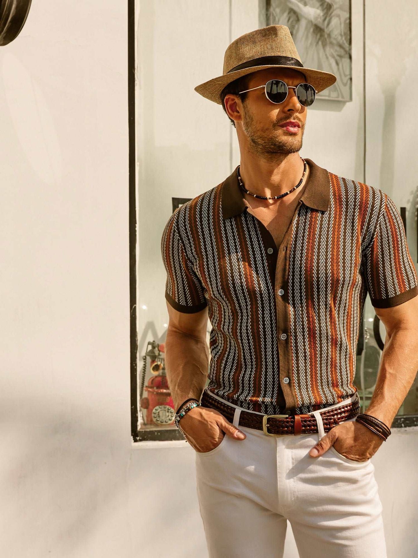 Kurzarmhemd | Vintage | Gestreift | Kragenhemd | Herrenhemden-Chaps Herrenmode