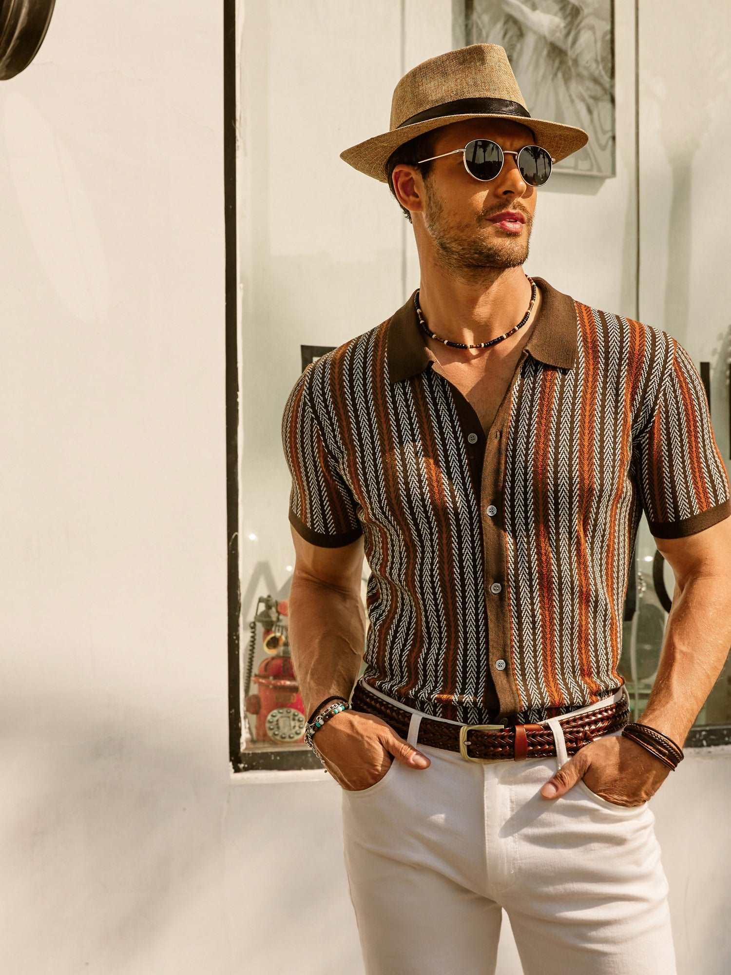 Kurzarmhemd | Vintage | Gestreift | Kragenhemd | Herrenhemden-Chaps Herrenmode
