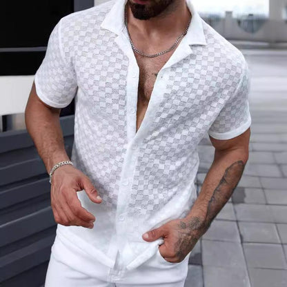 Kurzarmhemd | Weiß | Sommer | Hemd mit Knöpfen | Herrenhemden-Chaps Herrenmode