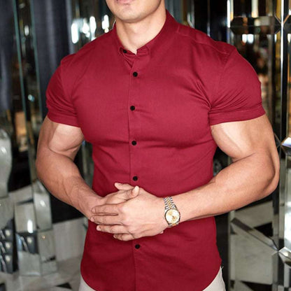Kurzarmhemd – geknöpft – mit Kragen – Kurzarmhemd – Herrenhemden-Rot-M-Chaps Herrenmode