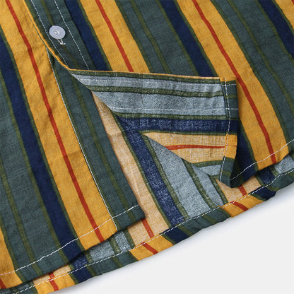 Kurzarmhemd – gestreift – lockere Passform – Hemd mit Knöpfen – Herrenhemden-Chaps Herrenmode