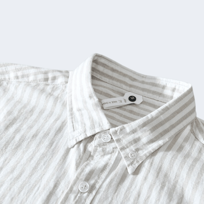 Kurzarmhemd – gestreift – mit Kragen – geknöpft – Herrenhemd-Chaps Herrenmode