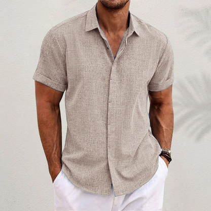 Kurzarmhemd – leicht – mit Kragen – geknöpft – Herrenbekleidung-Beige-S-Chaps Herrenmode