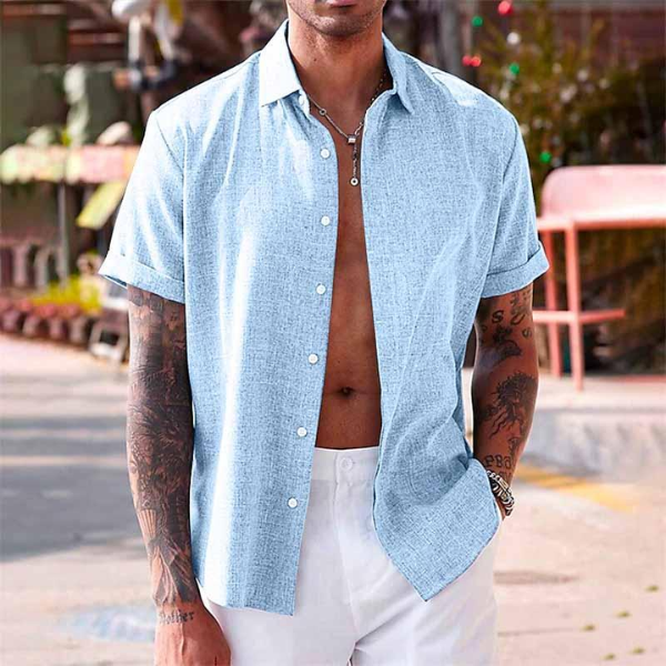 Kurzarmhemd – leicht – mit Kragen – geknöpft – Herrenbekleidung-Chaps Herrenmode