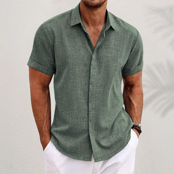 Kurzarmhemd – leicht – mit Kragen – geknöpft – Herrenbekleidung-Grün-S-Chaps Herrenmode