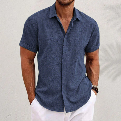 Kurzarmhemd – leicht – mit Kragen – geknöpft – Herrenbekleidung-Marineblau-S-Chaps Herrenmode