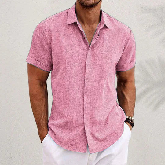 Kurzarmhemd – leicht – mit Kragen – geknöpft – Herrenbekleidung-Rosa-S-Chaps Herrenmode