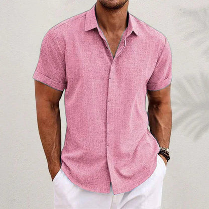 Kurzarmhemd – leicht – mit Kragen – geknöpft – Herrenbekleidung-Rosa-S-Chaps Herrenmode